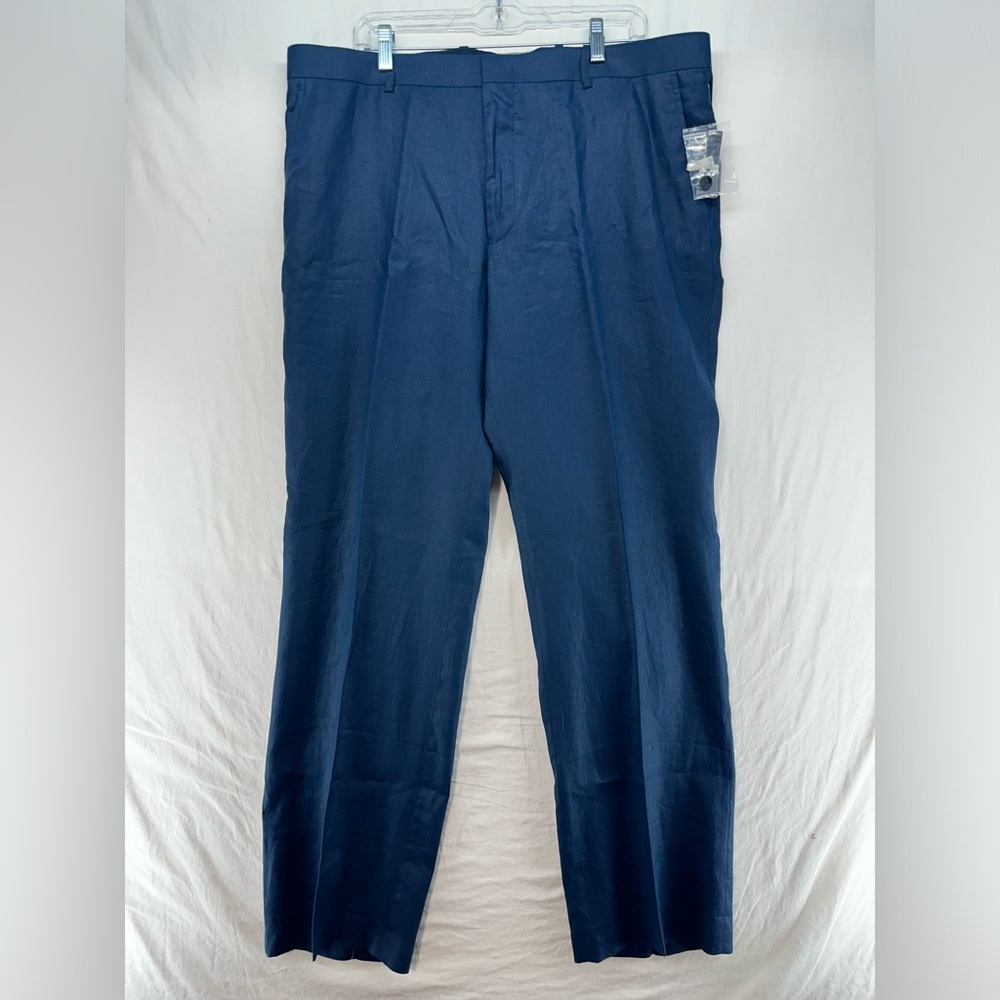 INC International Concepts Pants Men 38x32 London Fit Linen Blend Blue